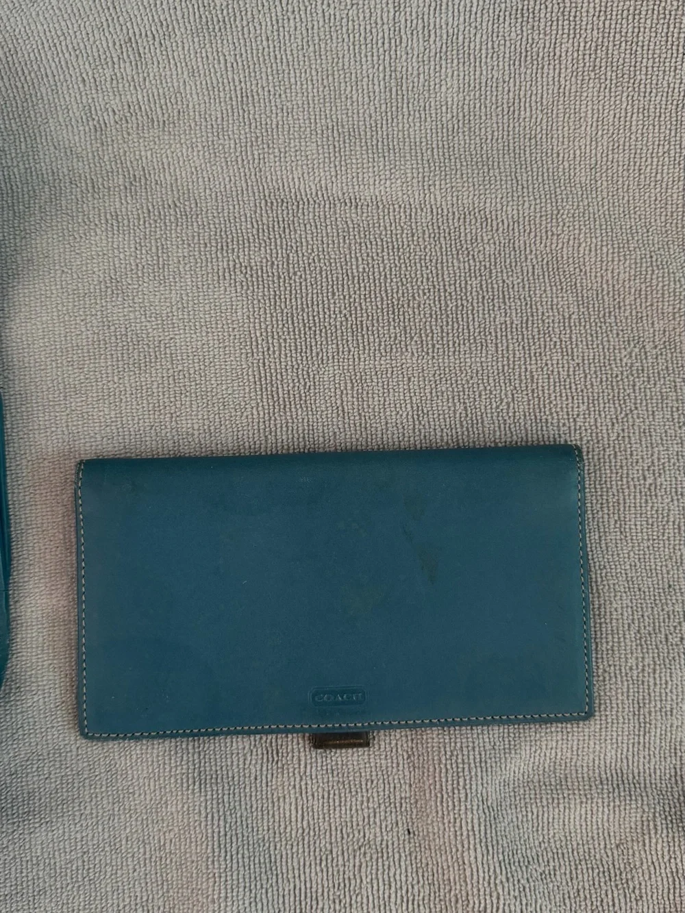 Vintage Coach Teal Leather Long Wallet
